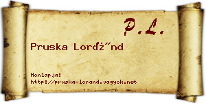 Pruska Loránd névjegykártya